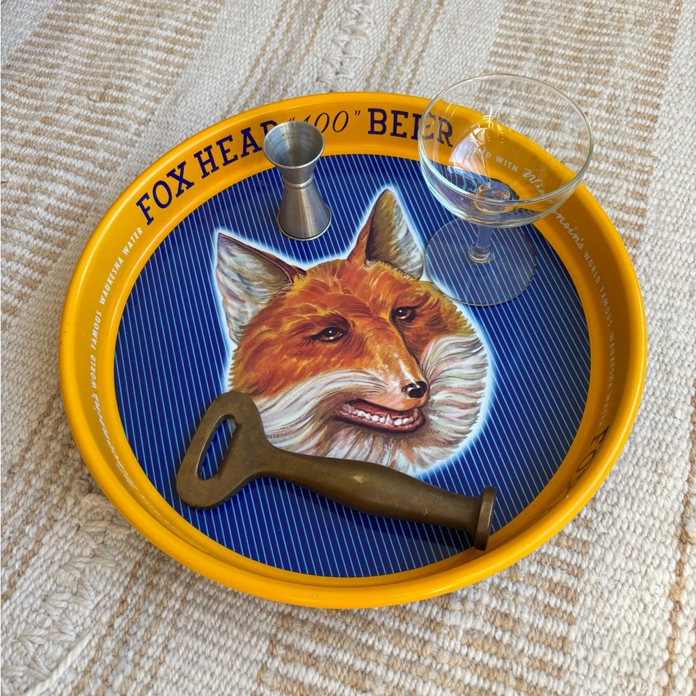 Fox Head Beer Metal Serving Tray Rare - Picture 2 of 3